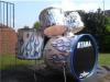 Blue Flamed Drum Kit by Stuart Forster