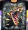 jurassic, aerografia t-shirt, realizada por estudiante, www.iranatelier.con by Iran Caro