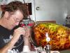 airbrushing skull soup by Nicholas Del Drago